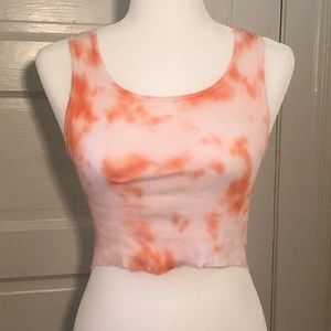 Orange Tie Dye Ribbed Crop Tank